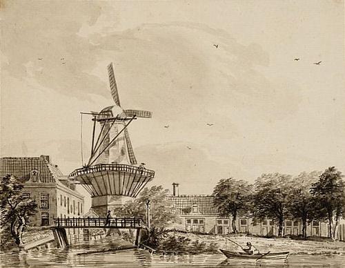 2, Molen 06490 x De Ruiter / De Ruyter (2e) (Amsterdam), Tekening door Bartholomeus Barbiers, datering 1725-1750 | Database Nederlandse molens media-bestand