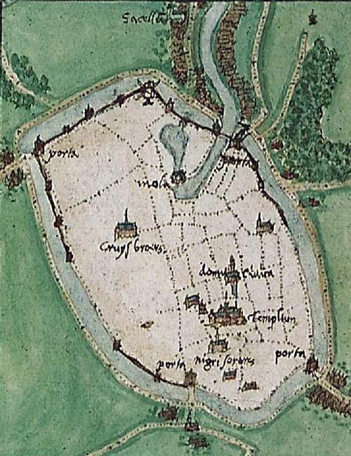1, Molen 11211 Luie Elf / Het Soephuus (Goes), Kaart Jacob van Deventer, 1558-1575, het noorden is onder | Database Nederlandse molens media-bestand