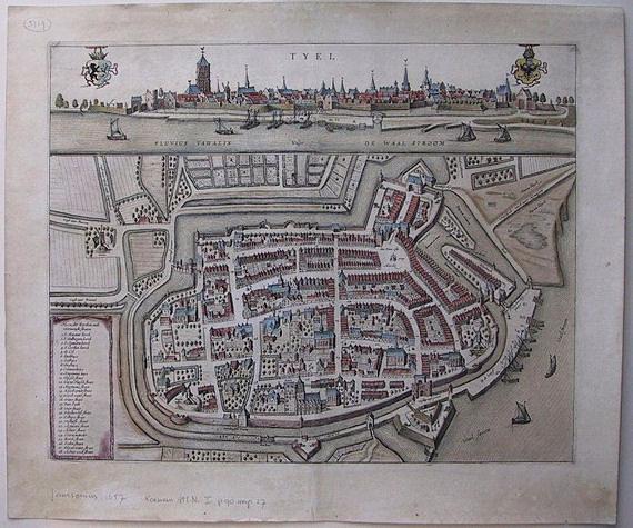 1, Molen 07533 Binnenmolen (Tiel), Kaart van Janssonius, 1657 | Database Nederlandse molens media-bestand
