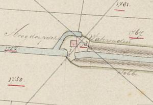 Molen 03938 b Hoogdorpspolder, Hoogdorpsche Watermolen (Capelle aan den IJssel), fragment kadaster 1811 | Database Nederlandse molens media-bestand