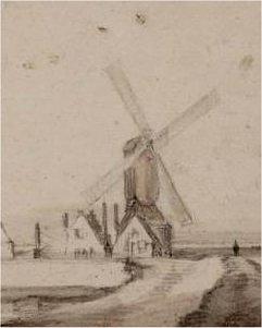Molen 06491 d De Bok voorganger (Amsterdam), Tekening R. Roghman | Database Nederlandse molens media-bestand