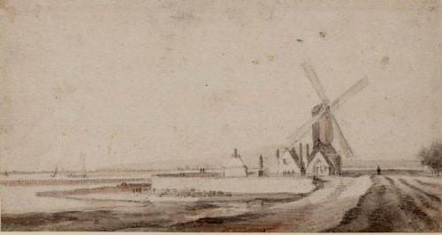1, Molen 06491 d De Bok voorganger (Amsterdam), Tekening R. Roghman | Database Nederlandse molens media-bestand