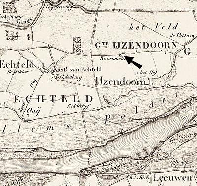 1, Molen 03896 a (standerdmolen) (IJzendoorn), Fragment topografische kaart 1873, Peter de Vries | Database Nederlandse molens media-bestand