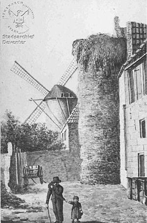 Molen 03896 e De Stene Molle up Steckelers Torn (Deventer), Stadsarchief Deventer-1584-1866 lindenstraat | Database Nederlandse molens media-bestand