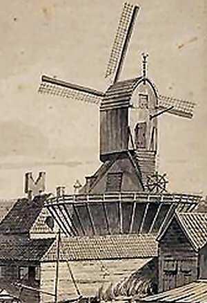 Molen 07225 De Stamper (Amsterdam), Detail van onderstaande prent | Database Nederlandse molens media-bestand