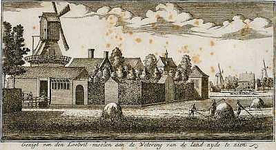 2, Molen 07225 De Stamper (Amsterdam), Tekening: G. Kondet (graveur), 1764 (bron: GAA) | Database Nederlandse molens media-bestand