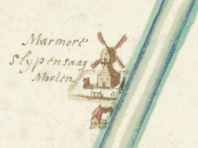 4, Molen 07225 De Stamper (Amsterdam), Detail kaart J. Leupenius, 1680 (BB Amsterdam KABA00001000012) | Database Nederlandse molens media-bestand