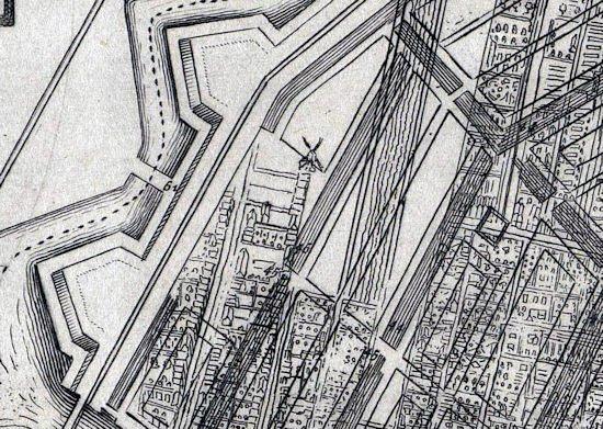 2, Molen 07235 De Achtkant (Amsterdam), Kaart van ca. 1662, zie Aant. | Database Nederlandse molens media-bestand