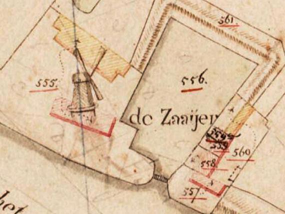 1, Molen 01838 c De Zaaijer (Zwolle), Detail kadasterkaart 1832 | Database Nederlandse molens media-bestand