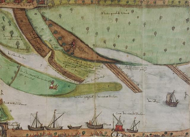 1, Molen 09083 De Nieuwe Kraan (Arnhem), kaart Arnhem en De Praest in 1576 | Database Nederlandse molens media-bestand