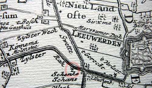 1, Molen 07598 De Poltrok / De Paltrok (Leeuwarden/ Ljouwert), Kaart van Ottens, 1739 (coll. D. Bunskoeke) | Database Nederlandse molens media-bestand