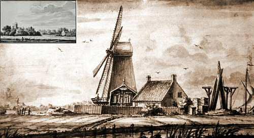 2, Molen 07598 De Poltrok / De Paltrok (Leeuwarden/ Ljouwert), Prent P.I. Portier van Schenker Schans, ca. 1750 (coll. D. Bunskoeke) | Database Nederlandse molens media-bestand