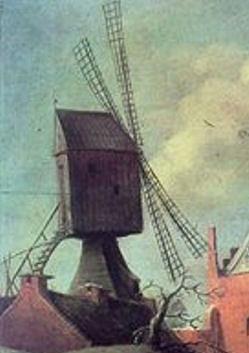 Molen 07733 Molen op het Bagijnebolwerk (Utrecht), fragment van onderstaand schilderij | Database Nederlandse molens media-bestand