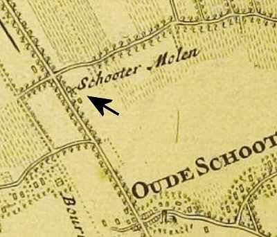 1, Molen 06648 z Schoter molen (2e locatie) (Heerenveen/ It Hearrenfean), Atlas van Schotanus (1718), kaartfragment gemeente Schoterland | Database Nederlandse molens media-bestand