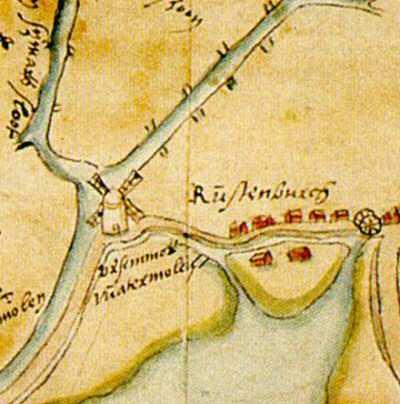 1, Molen 02545 h Polder Ursem, De Oude Molen (Rustenburg), Detail kaart Langedijk (N is links) (Regionaal Archief Alkmaar) | Database Nederlandse molens media-bestand