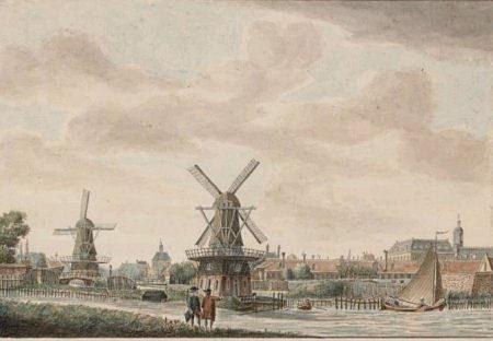 1, Molen 06491 b Stadsvuilwatermolen (4)/ Stadsbinnenwatermolen (Amsterdam), Tekening van Jan Spaan, 1765 | Database Nederlandse molens media-bestand