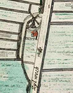 1, Molen 08477 Zijlmolen (voorgangers) (Haarlem), Joan Blaeu, atlas Van Loon, 1646, detail | Database Nederlandse molens media-bestand