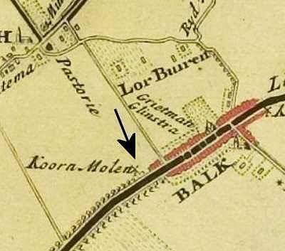 1, Molen 08512 Korenmolen van Harich (Harich), Atlas van Schotanus (1718), kaartfragment gemeente Gaasterland | Database Nederlandse molens media-bestand