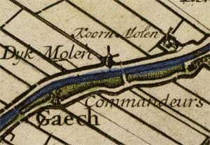 Molen 08639 Korenmolen van Maasland (Maasland), Kaartfragm Crucius 1712 | Database Nederlandse molens media-bestand