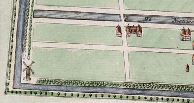 1, Molen 06902 j De Ooievaar voorganger (Den Haag), fragment kaart J. Blaeu, 1657 | Database Nederlandse molens media-bestand