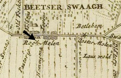 1, Molen 07954 Rog Molen (Beetsterzwaag/ Beetstersweach), Fragment kaart Schotanus ca. 1720 | Database Nederlandse molens media-bestand