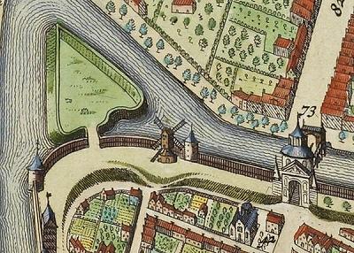 1, Molen 08169 De Kroon (Utrecht), Jan van Vianen, 1695, detail (uit atlas De Wit 1698) | Database Nederlandse molens media-bestand