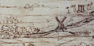 1, Molen 08188 De Rijnmolen / De Hoop (Utrecht), Anthonie van den Wijngaerde, ca. 1558, detail, Utrechts archief cat.nr. 30770 | Database Nederlandse molens media-bestand