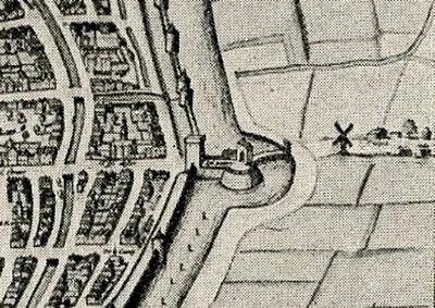 1, Molen 01077 a Zijlmolen (Haarlem), kopergravure uit Gregorius Braun's Civitatis orbis terrarum | Database Nederlandse molens media-bestand