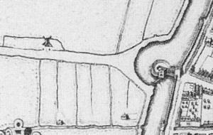 2, Molen 01077 a Zijlmolen (Haarlem), fragment kaart van Thomas Thomaszoon 1578 | Database Nederlandse molens media-bestand