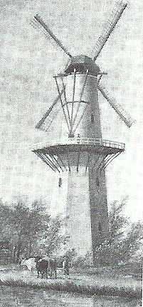 Molen 08421 Spaer en Wind (Haarlem), Uitsnede uit tekening van J. ten Compe, 1750 | Database Nederlandse molens media-bestand