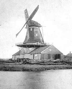 Molen 01465 a Het Klaverblad / Molen van Barend Volkers (Steenwijk), Foto: coll. Fotoarchief Steenwijk, ca. 1905 | Database Nederlandse molens media-bestand