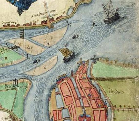 1, Molen 12032 De Beer (1e) (Dordrecht), kaartfragment 1615, coll. Hingman | Database Nederlandse molens media-bestand