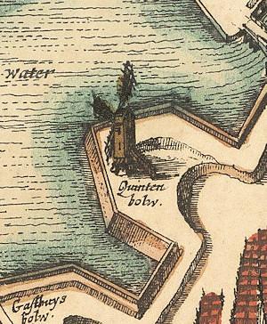 Molen 13707 Molen op Quintijns bolwerk (Vlissingen), Detail van ondergenoemde kaart, 1640 | Database Nederlandse molens media-bestand