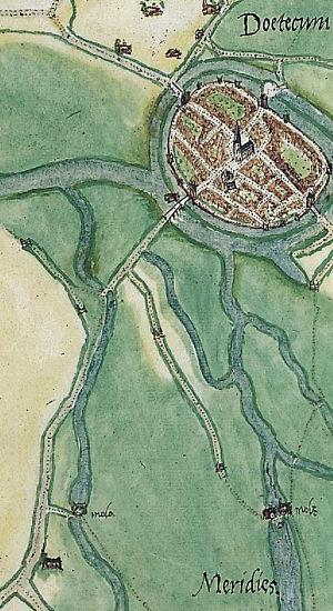 1, Molen 10329 Molen aan de Paardekolk (Doetinchem), Detail kaart Jacob van Deventer, 1545 | Database Nederlandse molens media-bestand