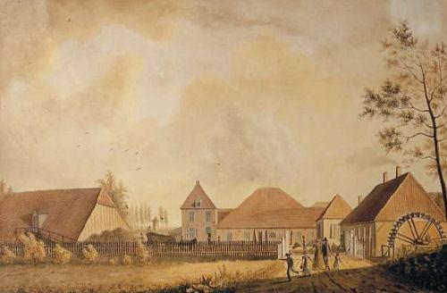 1, Molen 11243 Keppelse IJzergieterij (Laag-Keppel), Aquarel uit 1830 van Alexander Verhuell, coll Rinus G. Rabeling | Database Nederlandse molens media-bestand