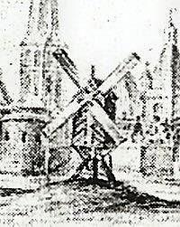 Molen 10605 (standerdmolen) (Zutphen), Detail van onderstaande aquarel | Database Nederlandse molens media-bestand
