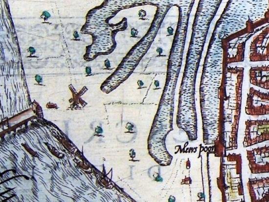 3, Molen 10605 (standerdmolen) (Zutphen), Detail kaart door Guicciardini, 1612 | Database Nederlandse molens media-bestand