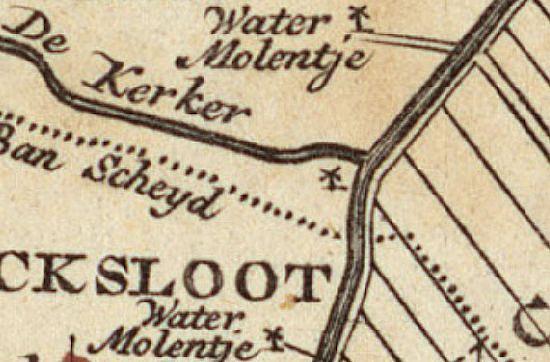 1, Molen 16581 Werklust (Amsterdam-Noord), Detail kaart van Amstelland door Covens en Mortier, 1749 | Database Nederlandse molens media-bestand