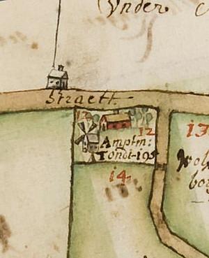 Molen 16637 Homoetsche Molen (Millingen aan de Rijn), Detail handschriftkaart 1691-1692 | Database Nederlandse molens media-bestand