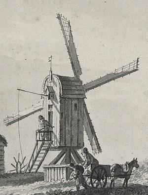 Molen 10428 Westmolen (Rhenen), detail onderstaande prent | Database Nederlandse molens media-bestand