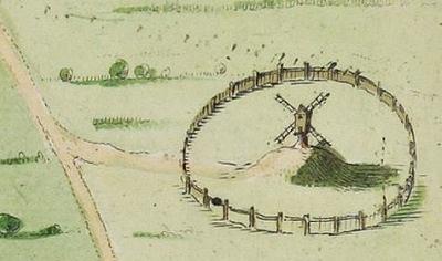 1, Molen 15057 Bisschopsmolen (1e) (Oldenzaal), Joan Blaeu, 1649 (maar misschien gemaakt in 1626), detail | Database Nederlandse molens media-bestand