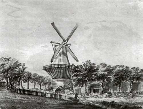 1, Molen 06490 u Het Fortuyn (3e) (Amsterdam), Tekening door B. Barbiers (1784-1816) | Database Nederlandse molens media-bestand