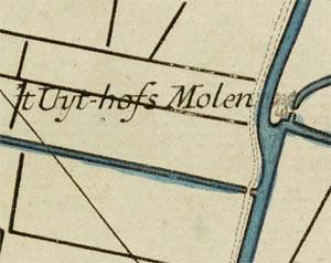 Molen 15391 Uythofsmolen /Uithofsmolen (2e) (Den Haag), Kaartfragment 1712 | Database Nederlandse molens media-bestand