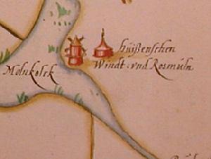 Molen 15834 Huissensche Rosmolen (Huissen), Kaartfragment 1632 | Database Nederlandse molens media-bestand