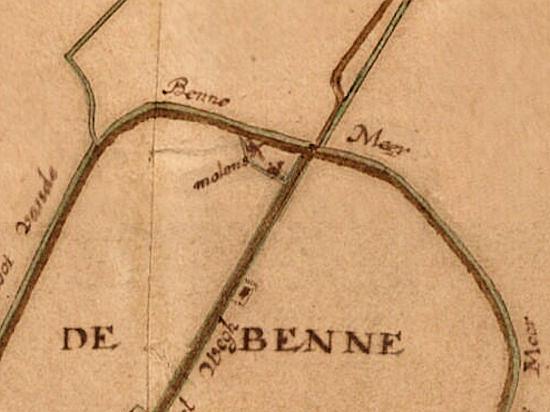 1, Molen 17420 Polder Bennemeer, ondermolen (Twisk), Detail kaart van ca. 1650 | Database Nederlandse molens media-bestand