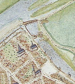 Molen 17027 Stadsmolen (1e) (Doesburg), Detail kaart Van Deventer, ca. 1560 | Database Nederlandse molens media-bestand