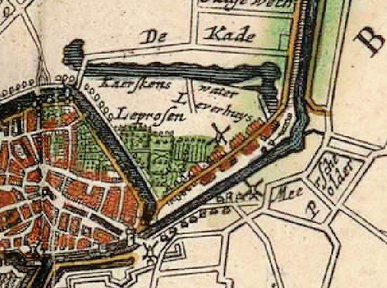 1, Molen 17053 molen achter de Zille (Zierikzee), Detail kaart Joan Blaeu, 1664 | Database Nederlandse molens media-bestand