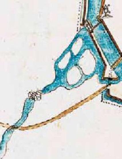 2, Molen 17391 Achterste Molen (Groenlo), Detail van kaart uit 1606 (N links) | Database Nederlandse molens media-bestand