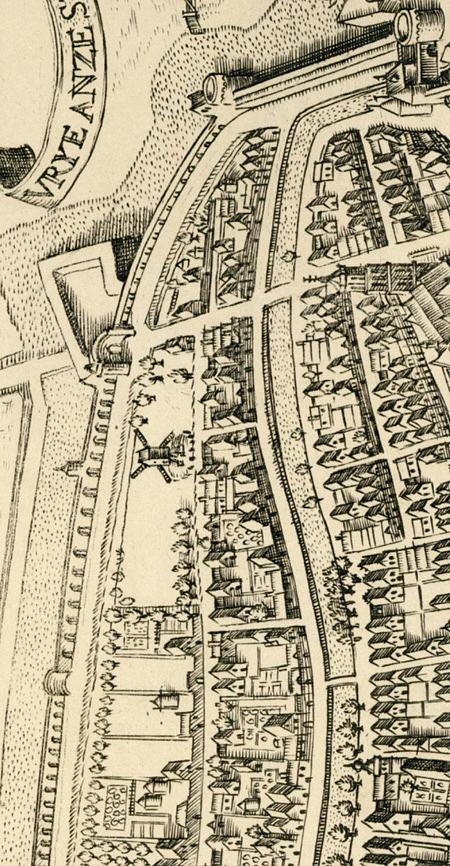 1, Molen 07650 (standerdmolen) (Kampen), kaart 1598, Paulus Utenwael, het noorden is boven | Database Nederlandse molens media-bestand