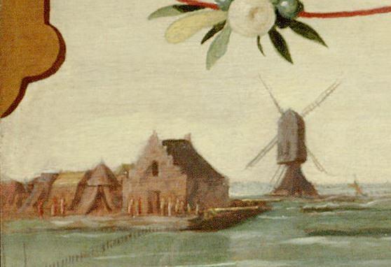 2, Molen 15657 (standerdmolen) (Alkmaar), Pieter A. Cluyt, 1580, aanzicht Alkmaar uit het oosten tijdens het beleg, detail | Database Nederlandse molens media-bestand